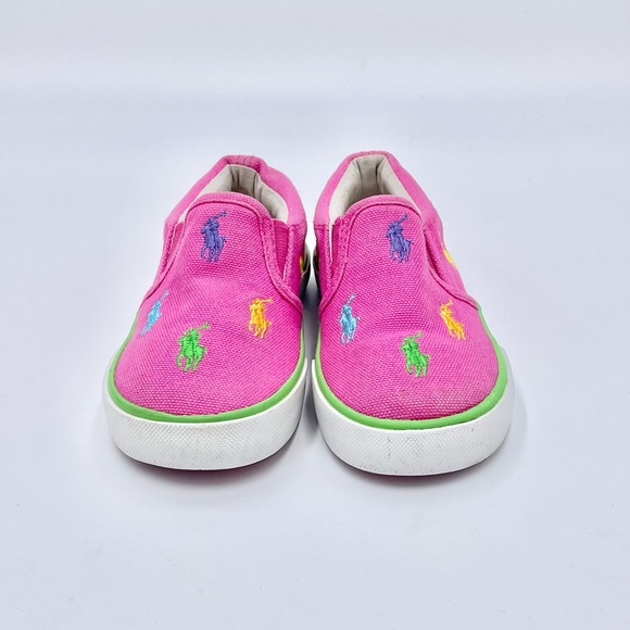 Polo Ralph Lauren Bal Harbor Repeat Slip On Pink Sneaker Kids / Baby size 7 - Picture 3 of 11